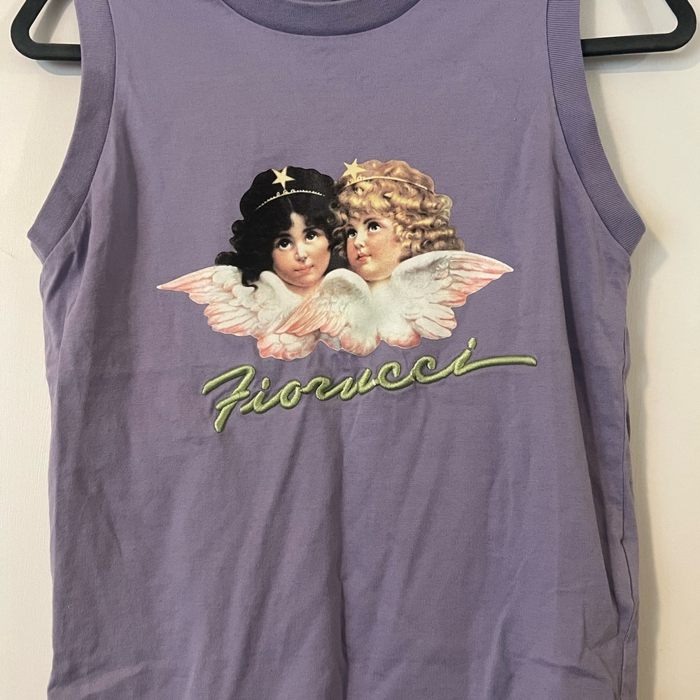 Fiorucci Purple Angel Graphic Tank Top